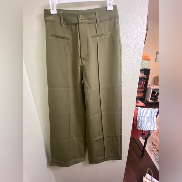 Olive green straight leg trousers - size Small - Picture 4 of 8